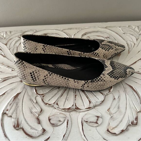 MARION PARKE Must Have Flat Python Snake Print Classic Pointy Toe Flat, sz 37 - Picture 4 of 11